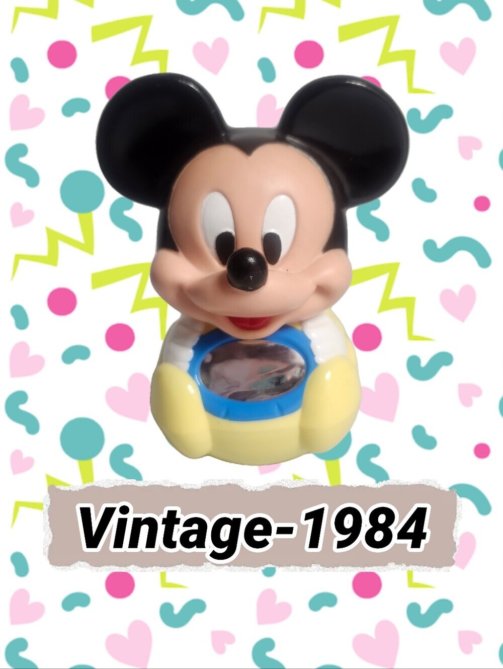 ​Vtg 1984 Mickey Mouse Roly Poly Weeble Baby Toy w/ Mirror & Chime